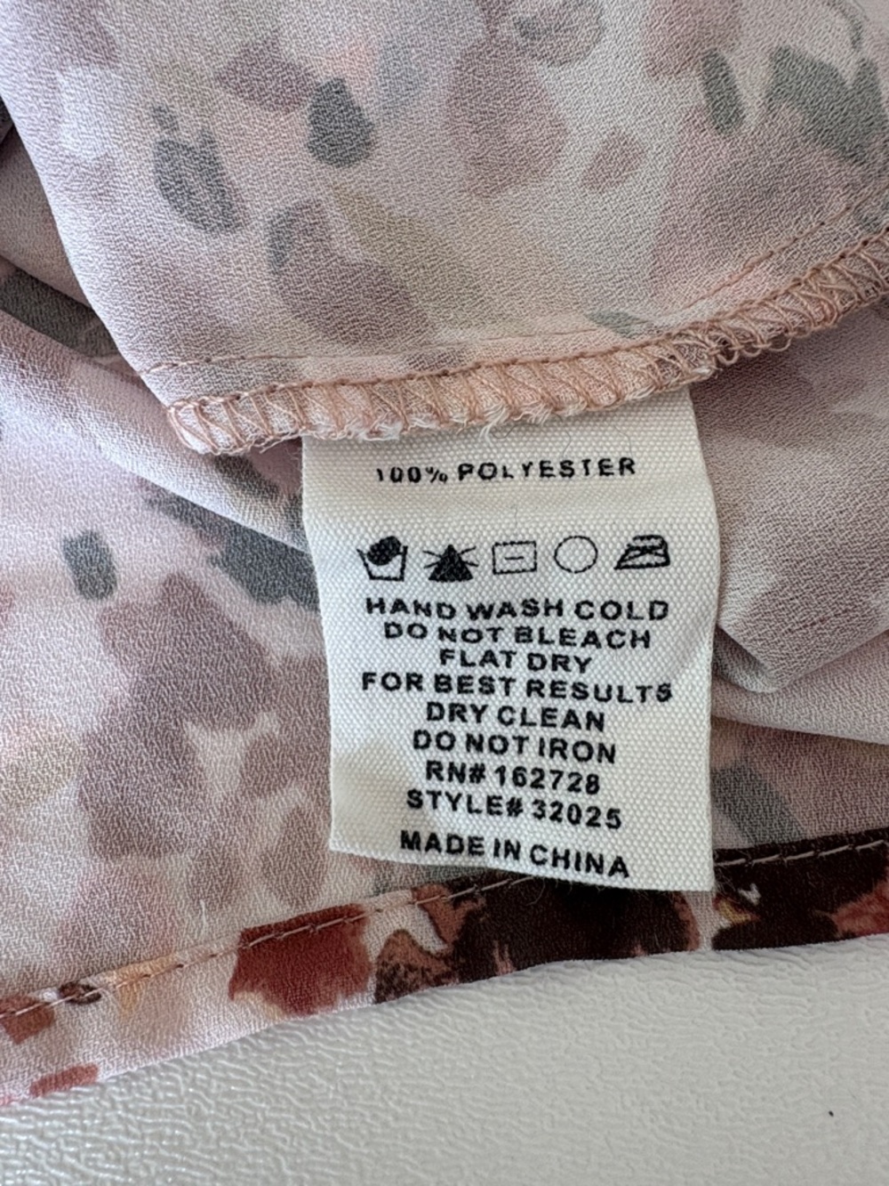 Voy Paint Splatter Peasant Top Blouse in Earth Tones Tie Neck Boho Office Size M - Picture 7 of 9